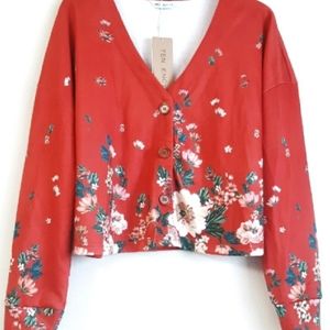 Oversized drop shoulder crop cardigan